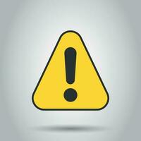 Exclamation mark icon in flat style. Danger alarm vector illustration on white background. Caution risk business concept.