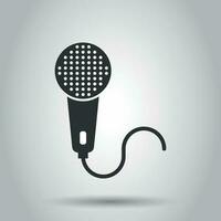 Microphone icon in flat style. Mic broadcast vector illustration on white background. Mike speech business concept.