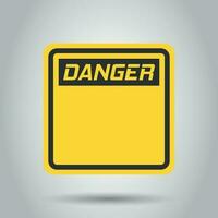 Warning sign icon in flat style. Danger alarm vector illustration on white background. Alert risk business concept.