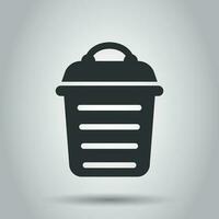 Trash bin garbage icon in flat style. Trash bucket vector illustration on white background. Garbage basket business concept.