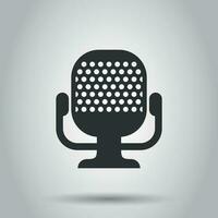 Microphone icon in flat style. Mic broadcast vector illustration on white background. Mike speech business concept.