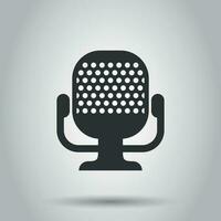 Microphone icon in flat style. Mic broadcast vector illustration on white background. Mike speech business concept.