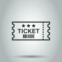 Cinema ticket icon in flat style. Admit one coupon entrance vector illustration on white background. Ticket business concept.