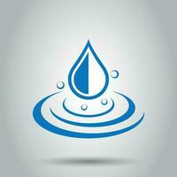 Water drop icon in flat style. Raindrop vector illustration on white background. Droplet water blob business concept.