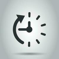 Clock countdown icon in flat style. Time chronometer vector illustration on white background. Clock business concept.