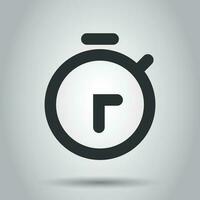 Clock timer icon in flat style. Time alarm illustration on white background. Stopwatch clock business concept. vector