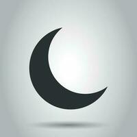 Nighttime moon vector icon in flat style. Lunar night illustration on white background. Moon business concept.