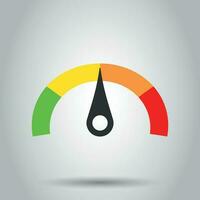 Meter dashboard icon in flat style. Credit score indicator level vector illustration on white background. Gauges with measure scale business concept.