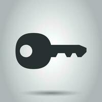 Key icon in flat style. Access login vector illustration on white background. Password key business concept.