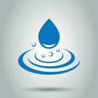 Water drop icon in flat style. Raindrop vector illustration on white background. Droplet water blob business concept.