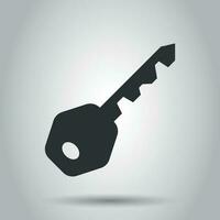 Key icon in flat style. Access login vector illustration on white background. Password key business concept.