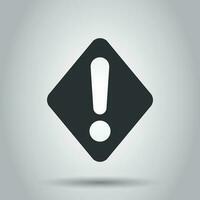 Exclamation mark icon in flat style. Danger alarm vector illustration on white background. Caution risk business concept.