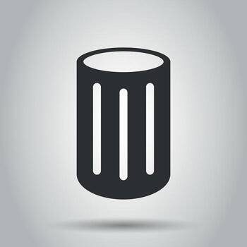 Trash bin garbage icon in flat style. Trash bucket vector illustration on white background. Garbage basket business concept.