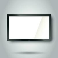 Realistic tv screen vector icon in flat style. Monitor plasma illustration on white background. Tv display business concept.