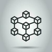 Blockchain technology vector icon in flat style. Cryptography cube block illustration. Blockchain algorithm concept.