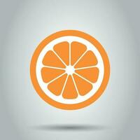 Orange fruit vector icon in flat style. Orange citrus illustration on white background. Tropical food concept.