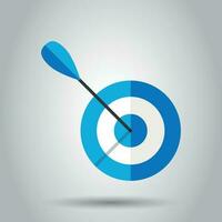 Target aim vector icon in flat style. Darts game illustration on white background. Dartboard sport target concept.