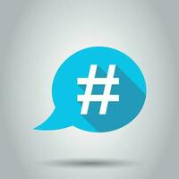 Hashtag vector icon in flat style. Social media marketing illustration on white background. Hashtag network concept.
