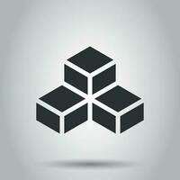 Blockchain technology vector icon in flat style. Cryptography cube block illustration. Blockchain algorithm concept.
