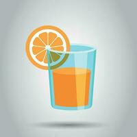 Orange fruit juice vector icon in flat style. Orange citrus cocktail drink illustration on white background. Tropical food concept.