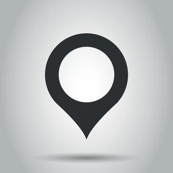 alfiler mapa icono en plano estilo. GPS navegación vector ilustración en blanco antecedentes. objetivo destino negocio concepto.