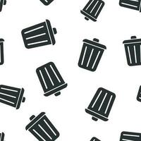 Trash bin garbage icon seamless pattern background. Trash bucket vector illustration. Garbage basket symbol pattern.