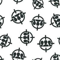 Target audience icon seamless pattern background. Focus on people vector illustration. Human resources symbol pattern.