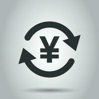 Yen, yuan money currency vector icon in flat style. Yen coin symbol illustration on white background. Asia money business concept.