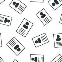 Resume icon seamless pattern background. Contract document vector illustration. Resume symbol pattern.