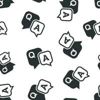 Question and answer icon seamless pattern background. Discussion speech bubble vector illustration. Chat symbol pattern.