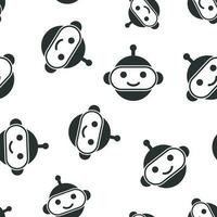 Cute robot chatbot icon seamless pattern background. Bot operator vector illustration. Smart chatbot character symbol pattern.