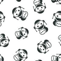 Cute robot chatbot icon seamless pattern background. Bot operator vector illustration. Smart chatbot character symbol pattern.