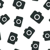 Photo camera icon seamless pattern background. Photographer cam equipment vector illustration. Camera symbol pattern.