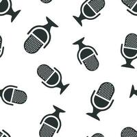 Microphone icon seamless pattern background. Mic broadcast vector illustration. Mike speech symbol pattern.