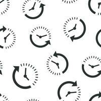 Clock countdown icon seamless pattern background. Time chronometer vector illustration. Watch clock symbol pattern.