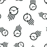 Clock countdown icon seamless pattern background. Time chronometer vector illustration. Watch clock symbol pattern.