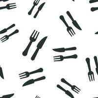 tenedor y cuchillo restaurante icono sin costura modelo antecedentes. cena equipo vector ilustración. restaurante símbolo modelo.