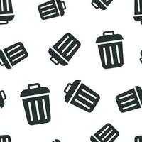 Trash bin garbage icon seamless pattern background. Trash bucket vector illustration. Garbage basket symbol pattern.
