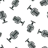 Microphone icon seamless pattern background. Mic broadcast vector illustration. Mike speech symbol pattern.