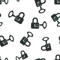 Key with padlock icon seamless pattern background. Access login vector illustration. Lock keyhole symbol pattern.