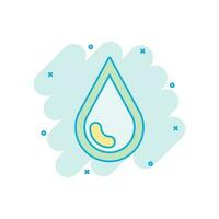 icono de gota de agua en estilo cómico. pictograma de ilustración de dibujos animados de vector de gota de lluvia. efecto de salpicadura de concepto de negocio de gota de agua de gota.