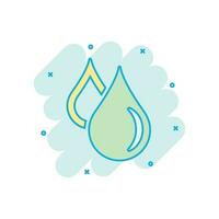 Water drop icon in comic style. Raindrop vector cartoon illustration pictogram. Droplet water blob business concept splash effect.