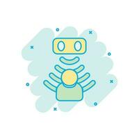 Motion sensor icon in comic style. Sensor waves with man vector cartoon illustration pictogram. People security connection business concept splash effect.