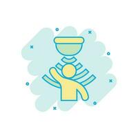 Motion sensor icon in comic style. Sensor waves with man vector cartoon illustration pictogram. People security connection business concept splash effect.