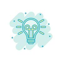 Light bulb icon in comic style. Lightbulb vector cartoon illustration pictogram. Lamp idea business concept splash effect.