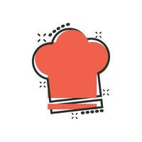 icono de sombrero de chef en estilo cómico. Pictograma de ilustración de dibujos animados de vector de tapa de cocina. efecto de salpicadura de concepto de negocio de restaurante de chef.