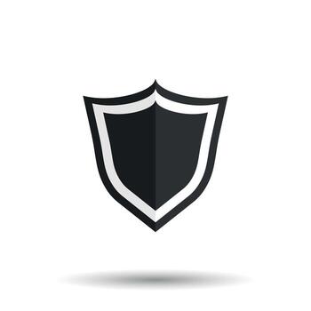 Shield protection icon. Vector illustration in flat style with shadow on isolated background.