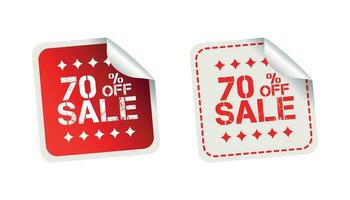 Sale stickers 70 percent off. Vector illustration on white background.