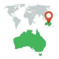 Detailed map of Australia and World map navigation set. Flat vector illustration.