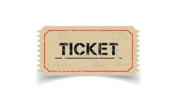 Old ticket with grunge effect. Flat vector illustration on white background.